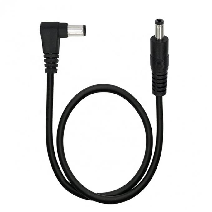 Ángulo recto de 90 grados de macho a macho recto 5.5x2.1mm Jack de barril Cable de extensión de energía DC 1
