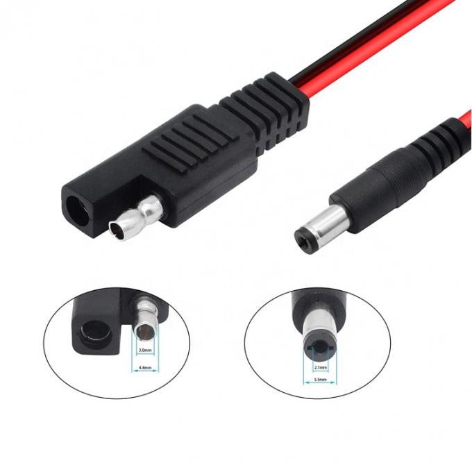 14AWG DC Plug 5.5x2.1mm macho a SAE 2 conectores de pines Cable de extensión para paneles solares RV automotrices 2