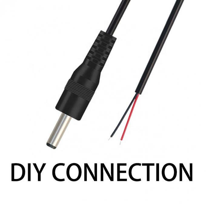 Jack de barril de corriente continua macho 3,5x1,35 mm a cable de extremo desnudo de alambre de lata desnudo 5