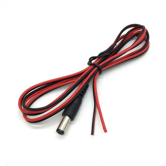 Rojo Negro DC Hombre 5.5x2.1mm Barril Jack a despojado Abierto Desnudo Fin de alambre de lata 4