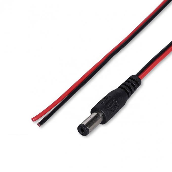 Rojo Negro DC Hombre 5.5x2.1mm Barril Jack a despojado Abierto Desnudo Fin de alambre de lata 3