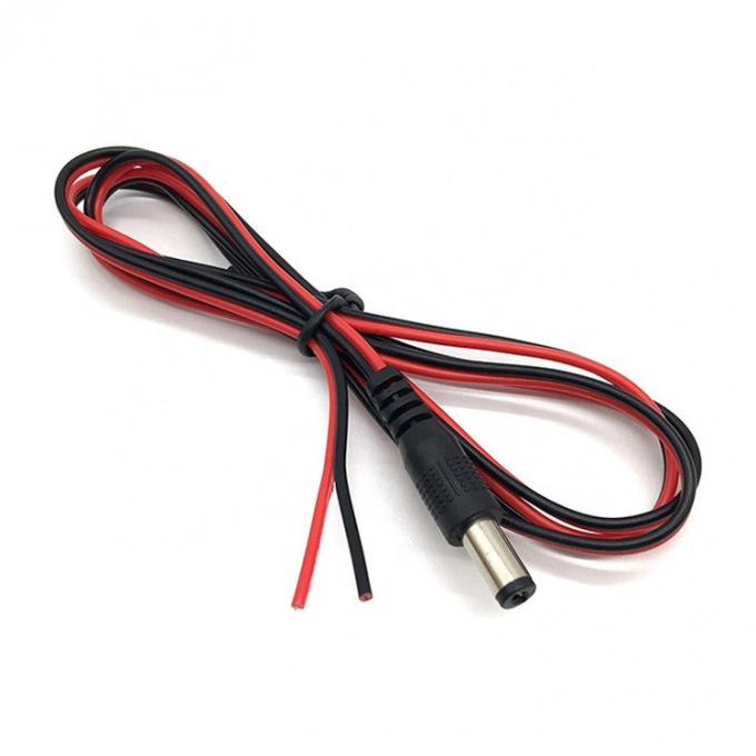 Rojo Negro DC Hombre 5.5x2.1mm Barril Jack a despojado Abierto Desnudo Fin de alambre de lata 2