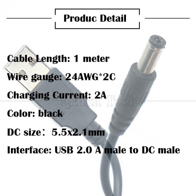 1m 3m 5m 10m 1A 2A 5A USB A macho a DC 5.5x2.1mm 3.5 1.35 4.0 1.7 Barril Jack Cable de cargador de energía para cámara de CCTV LED 2