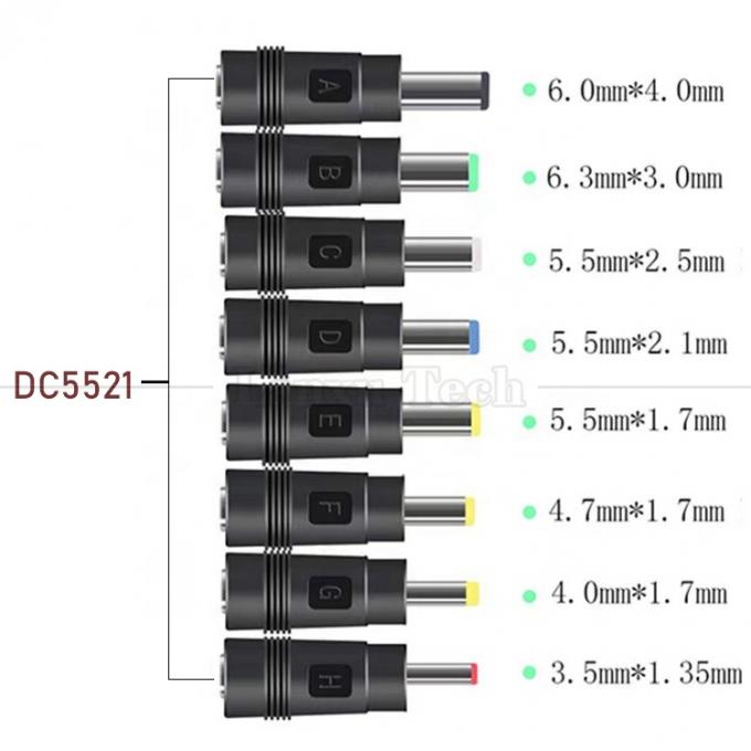 DC Femenino 5.5x2.1 mm a Hombre DC 5.5x2.1 3.5x1.35 4.0x1.7 5.5x1.7 5.5x2.5 6.3x3.0 6.0x4.0 Adaptador de conversión de conector 1