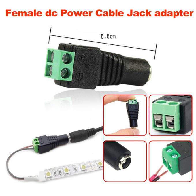 12v sin soldadura 24v 5.5x2.5mm 5.5x2.1mm Conector de conexión de corriente continua femenina Jack Adaptador para cámaras de circuito cerrado 1