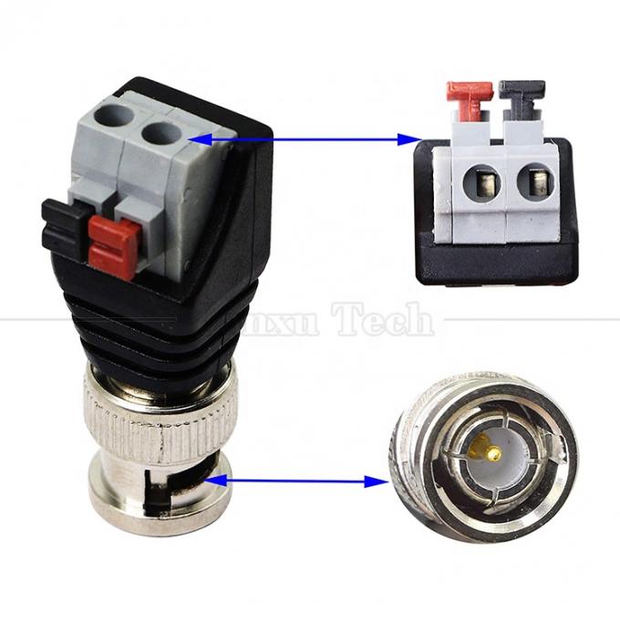 Terminal de tornillo sin soldadura 2 Pin Presione el botón BNC Conector masculino femenino Adaptador de alimentación para cámara de circuito cerrado 3