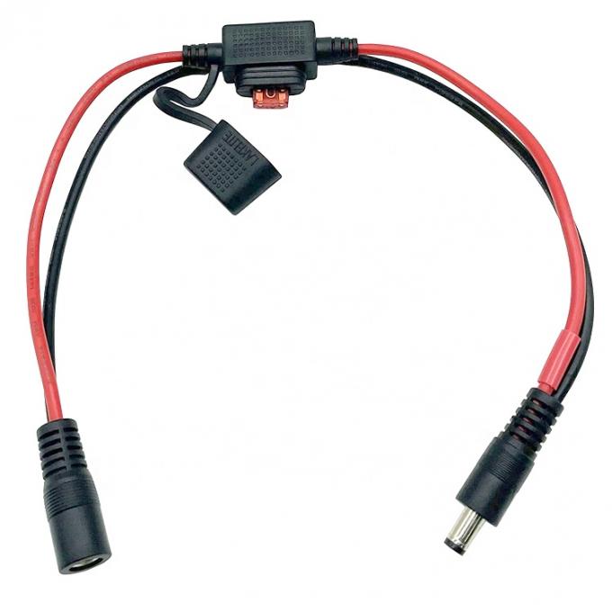 10A Fuse DC Jack 5.5x2.1mm para el cable de extensión de energía de conexión SAE para el cargador de paneles solares de motocicletas 0