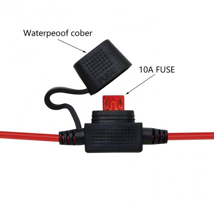 10A Fuse DC Jack 5.5x2.1mm para el cable de extensión de energía de conexión SAE para el cargador de paneles solares de motocicletas 2