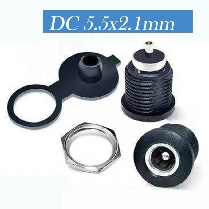 Panel montado con rosca en el enchufe DC Jack femenino 5.5x2.1mm a 2 alambres Cable de extremo de cola de cerdo abierto 6