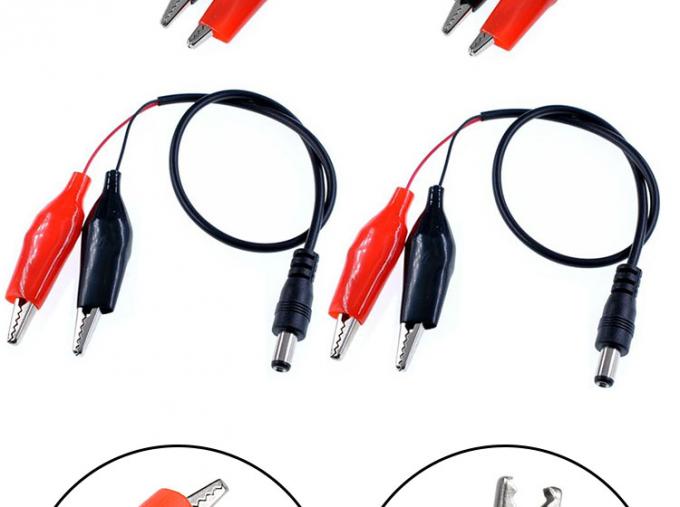 30cm DC 5.5x2.1mm Hombre Hembra a doble clip de cocodrilo Cable de suministro de energía DC 1