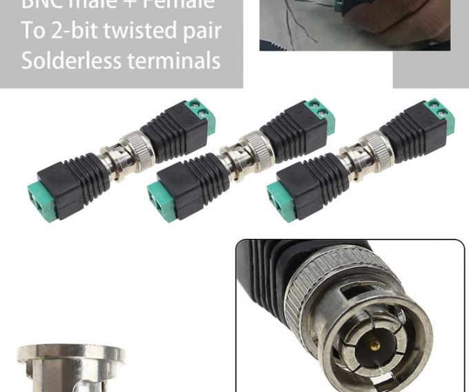 Terminal de tornillo sin soldadura BNC Adaptador de conector femenino masculino para cámara de circuito cerrado de CCTV Monitor de video grabador 2