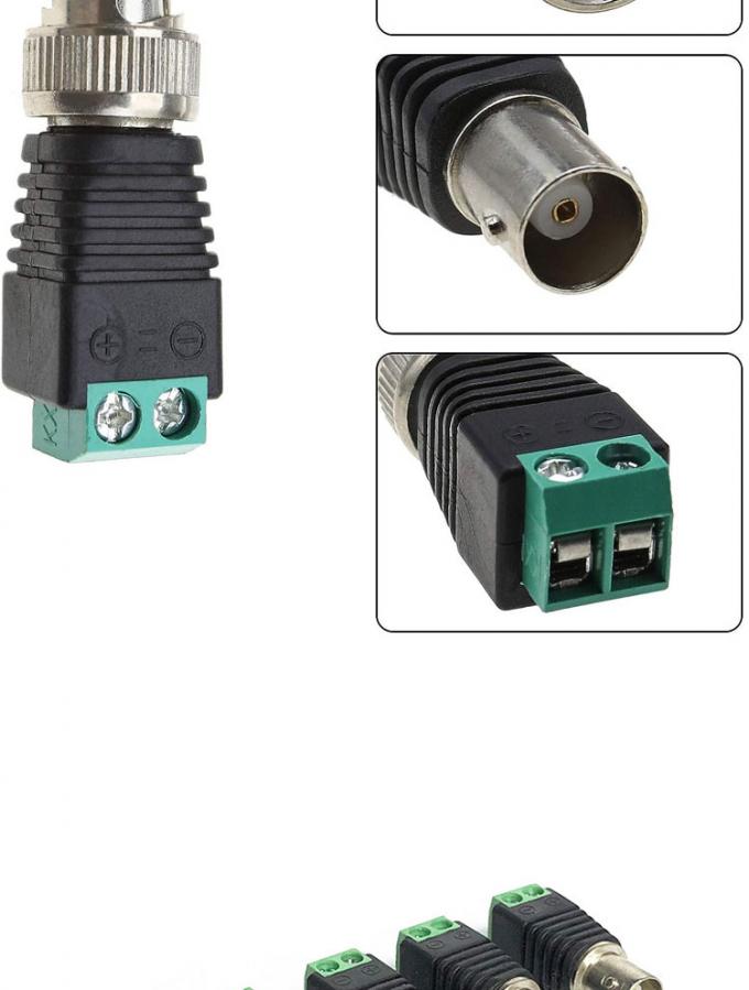 Terminal de tornillo sin soldadura BNC Adaptador de conector femenino masculino para cámara de circuito cerrado de CCTV Monitor de video grabador 3