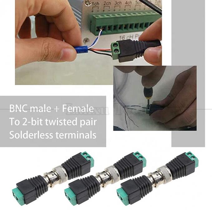 Terminal de tornillo sin soldadura Conector BNC masculino femenino Adaptador de alimentación para cámara de Cctv Monitor de video grabador 2