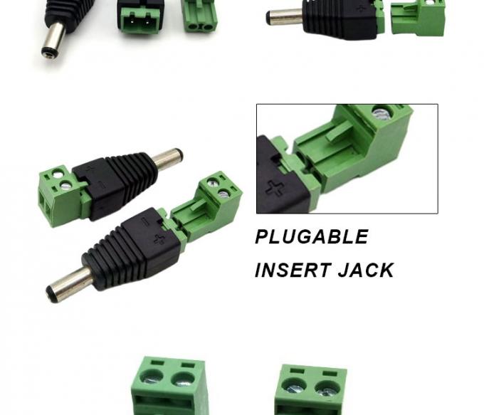 Inserción sin soldadura Hombre Hembra 2.1 X 5.5 mm Jack de conector de corriente continua Adaptador de conector de terminal de alimentación para cámara de circuito cerrado de banda LED 1