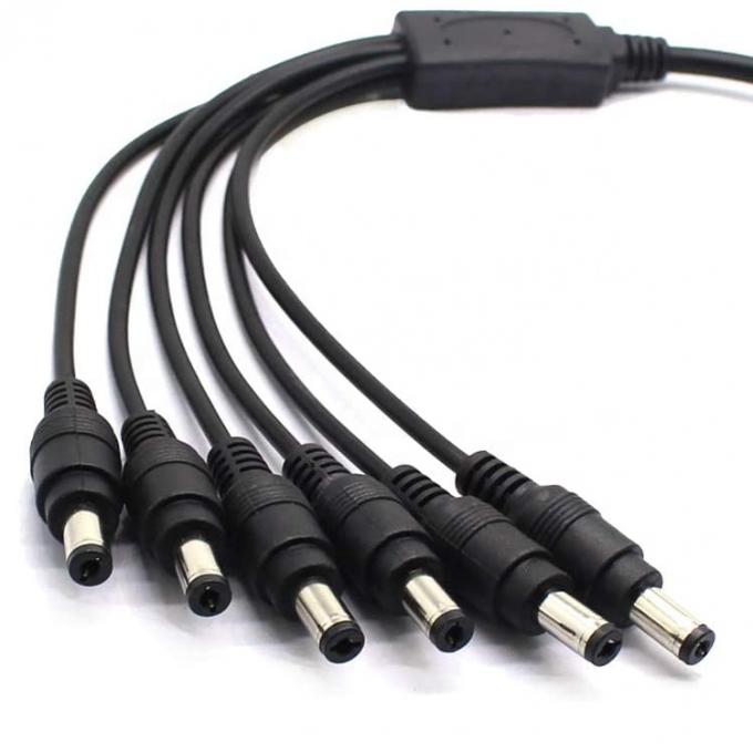 1 a 6 vías 1 Hembra a 6 Hombre 5.5x2.1 mm Cable de distribución de suministro de energía continua para cámara de circuito cerrado LED 2