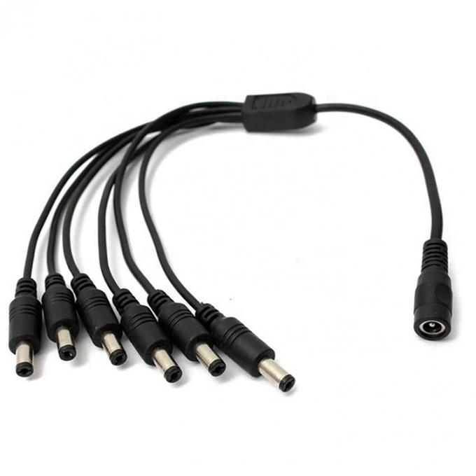 1 a 6 vías 1 Hembra a 6 Hombre 5.5x2.1 mm Cable de distribución de suministro de energía continua para cámara de circuito cerrado LED 5