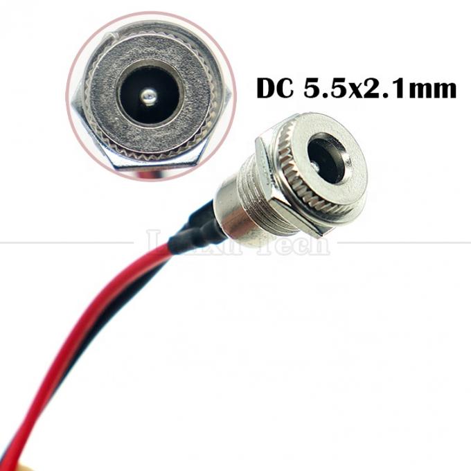 10cm 18AWG 5A Panel Mount DC 099 Socket femenino 5.5x2.1mm 2.5mm Conector roscado de metal para abrir cables enlatados 2