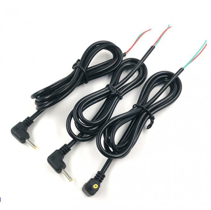 Ángulo de 90 grados de costumbre DC Jack de barril 2.5x0.7mm para el cable de extremo de alambre desnudo enlatado 1