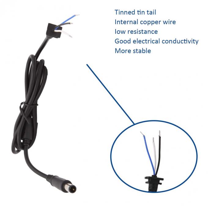 DC 7.4x5.0mm Jack de cañón masculino a extremo desnudo enlatado con cola de cerdo abierta Cable de extensión de alambre para adaptador de computadora portátil 1