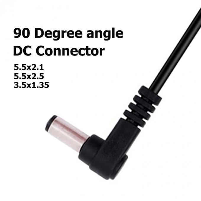 Ángulo de 90 grados Conector masculino a femenino 5.5x2.1mm Jack de barril Cable de extensión de energía DC 3