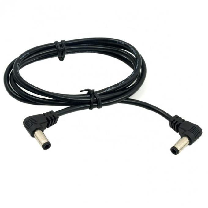 Ángulo de 90 grados de macho a macho 5.5x2.1mm Cable de extensión de energía CC 1