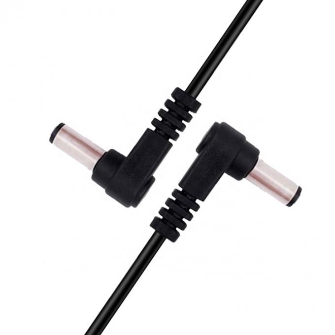 Ángulo de 90 grados de macho a macho 5.5x2.1mm Cable de extensión de energía CC 2
