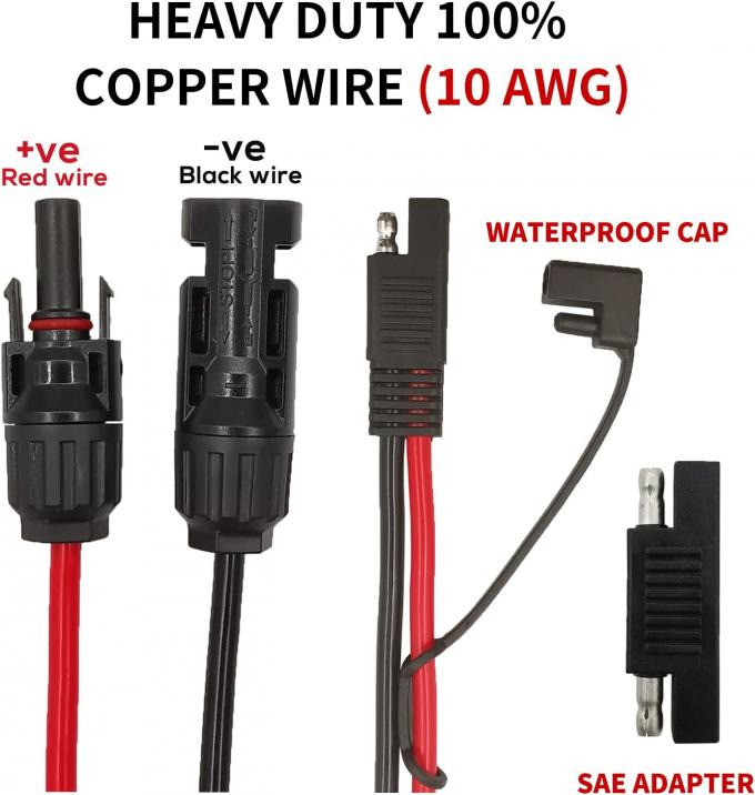 10AWG SAE para el cable de extensión del adaptador del panel solar RV Conector del panel solar Cable para RV Caravana Paneles solares Carga de la batería 1