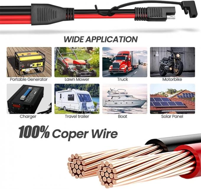 14AWG SAE Cable de conector automotriz de corriente continua y divisor 1 a 2 Cable de extensión SAE para camarotes de caravanas paneles solares Carga de la batería 5