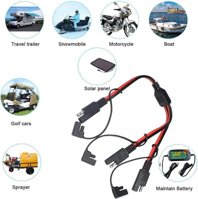 14AWG SAE Cable de conector automotriz de corriente continua y divisor 1 a 2 Cable de extensión SAE para camarotes de caravanas paneles solares Carga de la batería 6