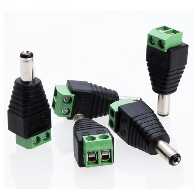 Sin soldadura 12v 24v 5.5x2.5mm 5.5x2.1mm Conector de conector de corriente continua masculino Jack Adaptador para cámaras de circuito cerrado 4