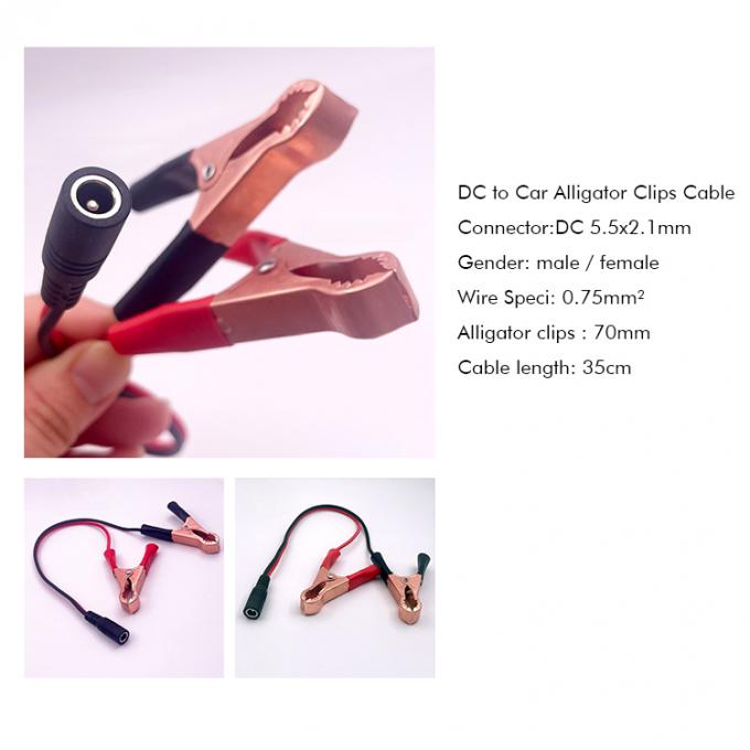 Hombre Mujer Jack DC Plug 5.5x2.1mm para el clip de cocodrilo Car Charger Cable de suministro de energía 1