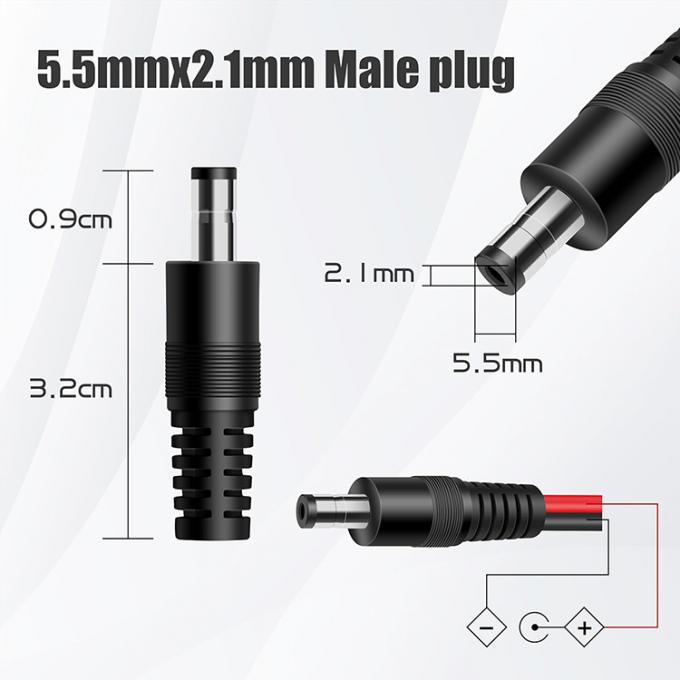 12v DC 5.5mm X 2.1mm de sexo masculino a 4mm Plug de plátano Cable 3