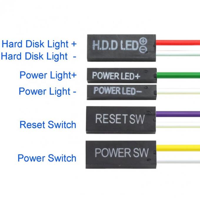 Cuadro de PC placa base de ordenador HDD restablecer ATX encender y apagar el cable de alimentación con luz led 3
