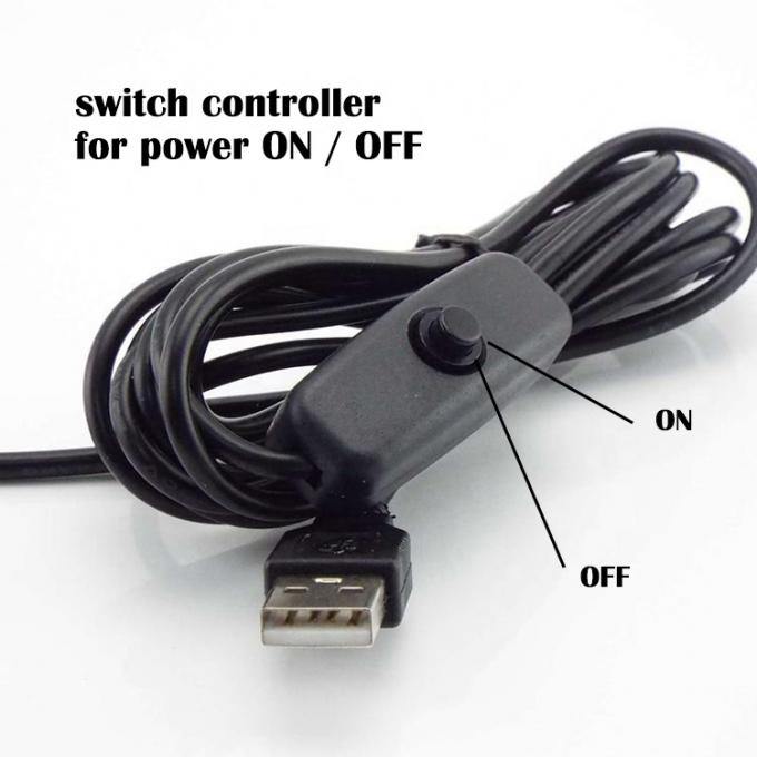 1m Blanco Negro Led Strip Energía encendida apagada Botón USB Tipo A Cable de extensión de interruptor 1