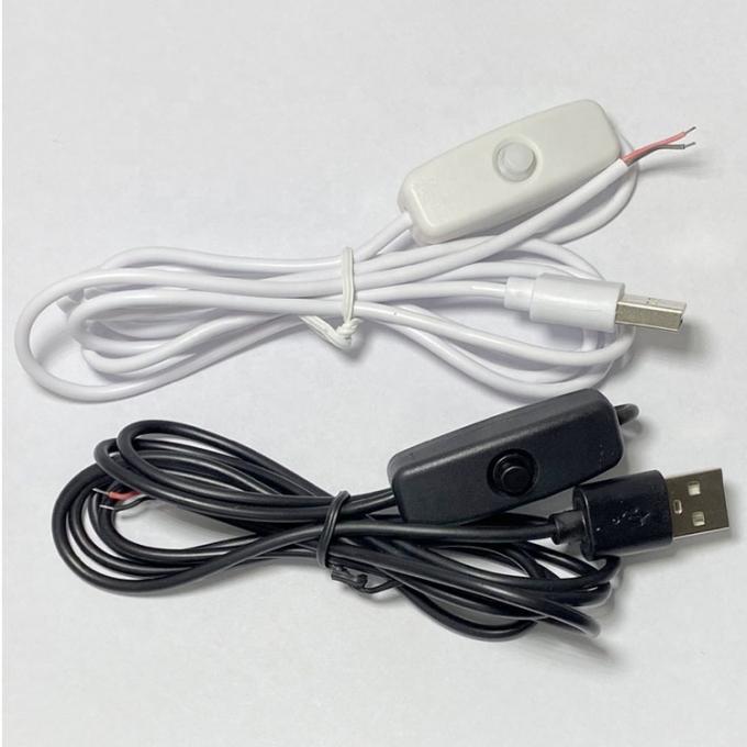 1m Blanco Negro Led Strip Energía encendida apagada Botón USB Tipo A Cable de extensión de interruptor 4