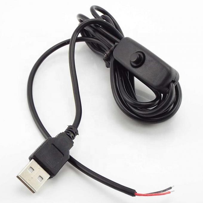 1m Blanco Negro Led Strip Energía encendida apagada Botón USB Tipo A Cable de extensión de interruptor 2