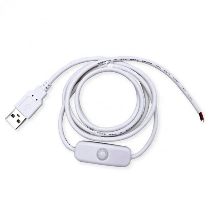 1m Blanco Negro Led Strip Energía encendida apagada Botón USB Tipo A Cable de extensión de interruptor 3