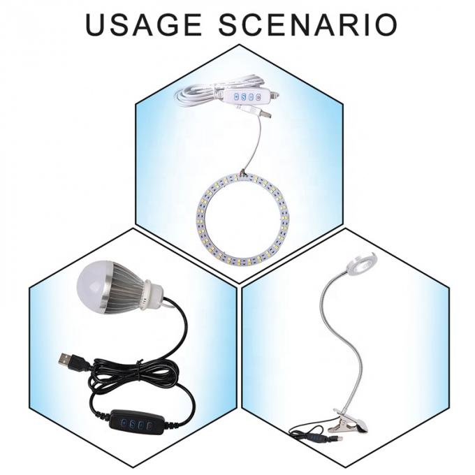 Interruptor de atenuación de potencia de 5V Cable de cargador USB para banda LED 3