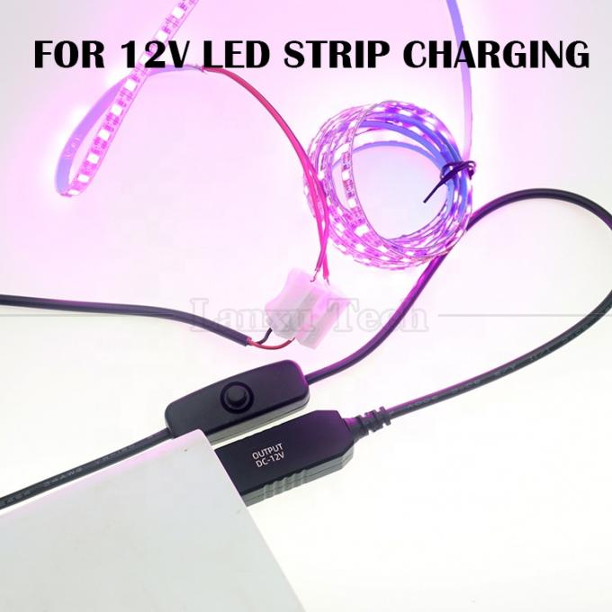 12V de luz de banda led de energía encendida apagada conmutador de conector USB a cable de carga de convertidor de alambre abierto 1