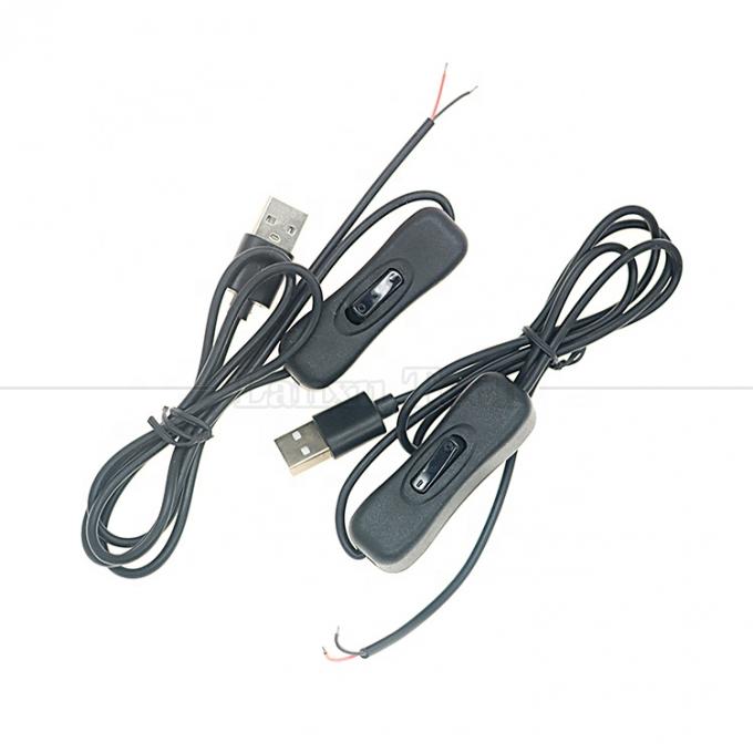 1M USB A macho para abrir cables de carga de alambre desnudo enlatado con botón de interruptor 304 1