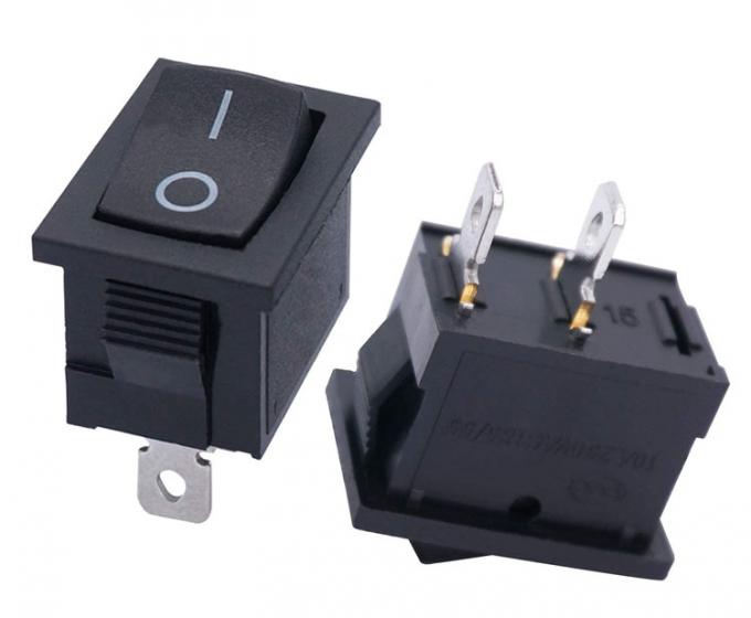 AC 6A/250V 10A/125V Negro 2 posición de pines Enciende el interruptor de rocker eléctrico del barco 1