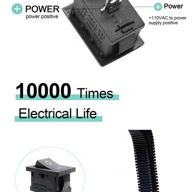 AC 6A/250V 10A/125V Negro 2 posición de pines Enciende el interruptor de rocker eléctrico del barco 5