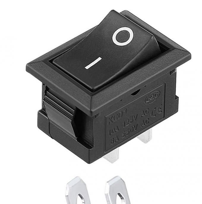 AC 6A/250V 10A/125V Negro 2 posición de pines Enciende el interruptor de rocker eléctrico del barco 2