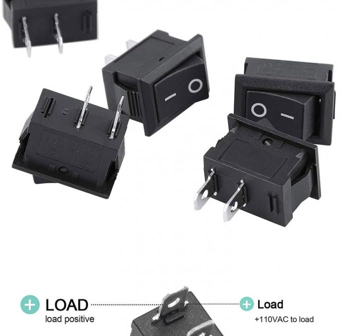 AC 6A/250V 10A/125V Negro 2 posición de pines Enciende el interruptor de rocker eléctrico del barco 4