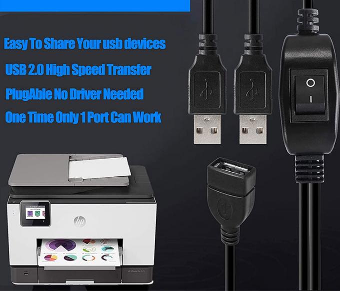 1 mujer a 2 dos hombres USB Y Splitter Printer Compartir el cable de conmutador para la impresora Escaner Altavoz Teléfono de teclado ratón 8