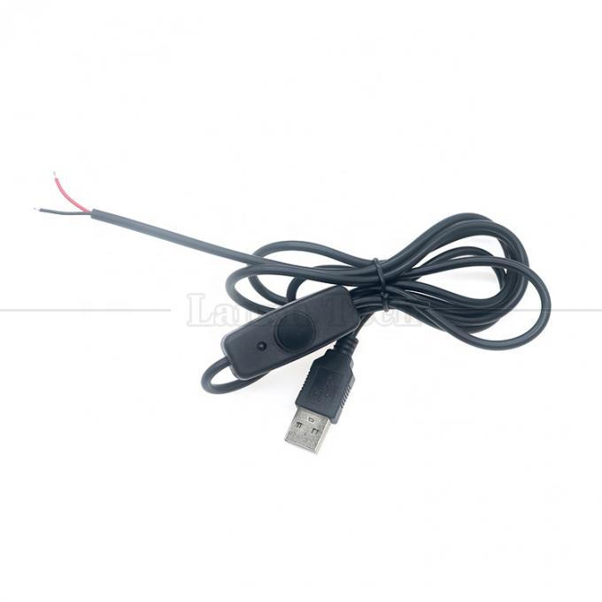 Capa de caucho de silicona impermeable en apagado Push Button Switch 5V USB para abrir cables desnudos de 2 pines Cable final para lámpara de luz LED 2