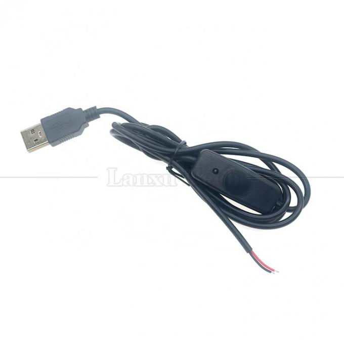 Capa de caucho de silicona impermeable en apagado Push Button Switch 5V USB para abrir cables desnudos de 2 pines Cable final para lámpara de luz LED 3