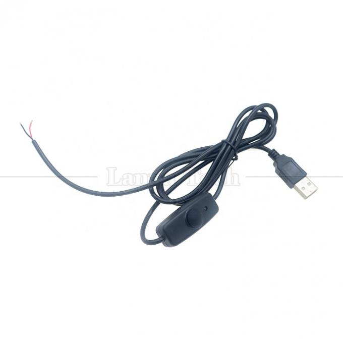 Capa de caucho de silicona impermeable en apagado Push Button Switch 5V USB para abrir cables desnudos de 2 pines Cable final para lámpara de luz LED 4