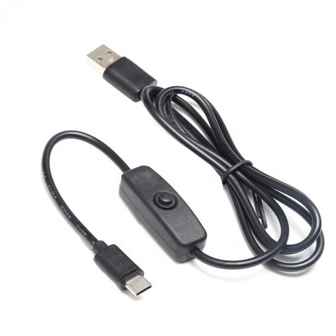 1m 5V 3A cable USB tipo C con interruptor encendido para Raspberry Pi 4