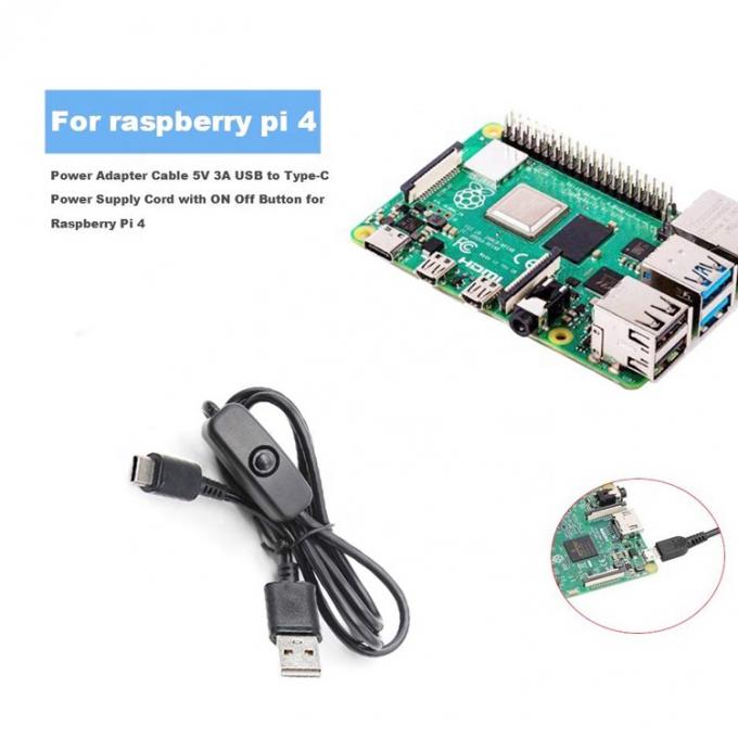 1m 5V 3A cable USB tipo C con interruptor encendido para Raspberry Pi 2